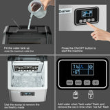 48 磅不锈钢自洁式制冰机，带 LCD 显示屏 48 lbs Stainless Self-Clean Ice Maker with LCD Display