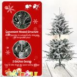 4.5 英尺植绒圣诞树，带 8 种照明模式和多色 LED 灯 - 4.5 英尺 4.5 Feet Flocked Christmas Tree with 8 Lighting Modes and Multi-Color LED Lights-4.5 ft