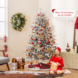 6 英尺植绒圣诞树，带 8 种照明模式和多色 LED 灯 - 6 英尺 6 Feet Flocked Christmas Tree with 8 Lighting Modes and Multi-Color LED Lights-6 ft