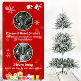 6 英尺植绒圣诞树，带 8 种照明模式和多色 LED 灯 - 6 英尺 6 Feet Flocked Christmas Tree with 8 Lighting Modes and Multi-Color LED Lights-6 ft