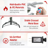 6 英尺植绒圣诞树，带 8 种照明模式和多色 LED 灯 - 6 英尺 6 Feet Flocked Christmas Tree with 8 Lighting Modes and Multi-Color LED Lights-6 ft