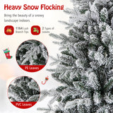 7 英尺植绒圣诞树，带 8 种照明模式和多色 LED 灯 - 7 英尺 7 Feet Flocked Christmas Tree with 8 Lighting Modes and Multi-Color LED Lights-7 ft