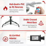 7 英尺植绒圣诞树，带 8 种照明模式和多色 LED 灯 - 7 英尺 7 Feet Flocked Christmas Tree with 8 Lighting Modes and Multi-Color LED Lights-7 ft