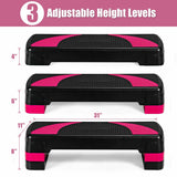 31英寸可调节运动有氧踏步机带防滑垫-粉色 31 Inch Adjustable Exercise Aerobic Stepper with Non-Slip Pads-Pink