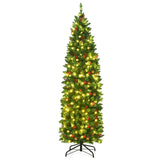 6.5 英尺预亮铰链铅笔圣诞树 6.5 Feet Pre-lit Hinged Pencil Christmas Tree