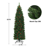 6.5 英尺预亮铰链铅笔圣诞树 6.5 Feet Pre-lit Hinged Pencil Christmas Tree