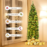 6.5 英尺预亮铰链铅笔圣诞树 6.5 Feet Pre-lit Hinged Pencil Christmas Tree