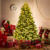 6.5 英尺预亮雪植铰链人造圣诞树 6.5 Feet Pre-lit Snow Flocked Hinged Artificial Christmas Tree