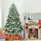 6.5 英尺预亮雪植铰链人造圣诞树 6.5 Feet Pre-lit Snow Flocked Hinged Artificial Christmas Tree