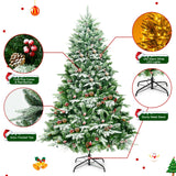 6.5 英尺预亮雪植铰链人造圣诞树 6.5 Feet Pre-lit Snow Flocked Hinged Artificial Christmas Tree