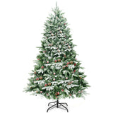 6.5 英尺预亮雪植铰链人造圣诞树 6.5 Feet Pre-lit Snow Flocked Hinged Artificial Christmas Tree