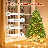 4.5 英尺预亮铰链圣诞树，带 300 个 LED 灯 4.5 Feet Pre-lit Hinged Christmas Tree with 300 LED Lights