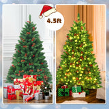 4.5 英尺预亮铰链圣诞树，带 300 个 LED 灯 4.5 Feet Pre-lit Hinged Christmas Tree with 300 LED Lights