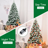 6 英尺预亮优质雪绒铰链人造圣诞树 6 Feet Pre-Lit Premium Snow Flocked Hinged Artificial Christmas Tree