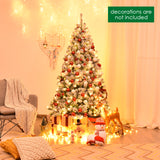 6 英尺预亮优质雪绒铰链人造圣诞树 6 Feet Pre-Lit Premium Snow Flocked Hinged Artificial Christmas Tree