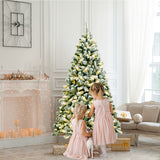 6 英尺预亮优质雪绒铰链人造圣诞树 6 Feet Pre-Lit Premium Snow Flocked Hinged Artificial Christmas Tree