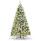 6 英尺预亮优质雪绒铰链人造圣诞树 6 Feet Pre-Lit Premium Snow Flocked Hinged Artificial Christmas Tree