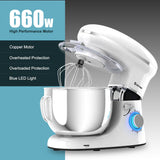 6.3 夸脱倾斜头食品立式搅拌机 6 速 660W-白色 6.3 Quart Tilt-Head Food Stand Mixer 6 Speed 660W-White