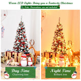 4.5 英尺预亮雪植绒铅笔圣诞树，带 150 个 LED 灯 4.5 Feet Pre-Lit Snow Flocked Pencil Christmas Tree with 150 LED Light