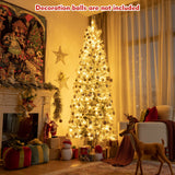 8 英尺预亮铰链雪绒圣诞树，带遥控 8 Feet Pre-Lit Hinged Snow Flocked Christmas Tree with Remote Control