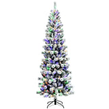 8 英尺预亮铰链雪绒圣诞树，带遥控 8 Feet Pre-Lit Hinged Snow Flocked Christmas Tree with Remote Control