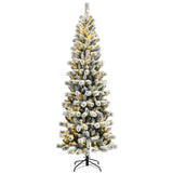 8 英尺预亮铰链雪绒圣诞树，带遥控 8 Feet Pre-Lit Hinged Snow Flocked Christmas Tree with Remote Control