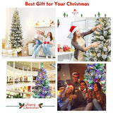 8 英尺预亮铰链雪绒圣诞树，带遥控 8 Feet Pre-Lit Hinged Snow Flocked Christmas Tree with Remote Control