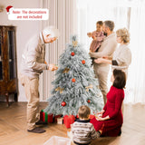 4.5/6/7 英尺预亮雪植绒圣诞树，带暖白色 LED 灯 - 4.5 英尺 4.5/6/7 Feet Pre-Lit Snow Flocked Christmas Tree with Warm White LED Lights-4.5 ft