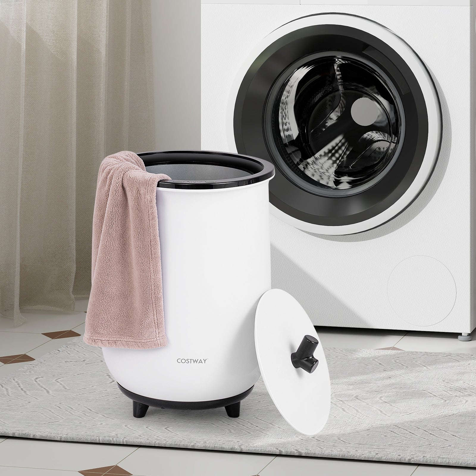 23L大号豪华桶式毛巾架带香盘架-黑色 23L Large Luxury Bucket-Style Towel Warmer with Fragrant Disc Holder-Black