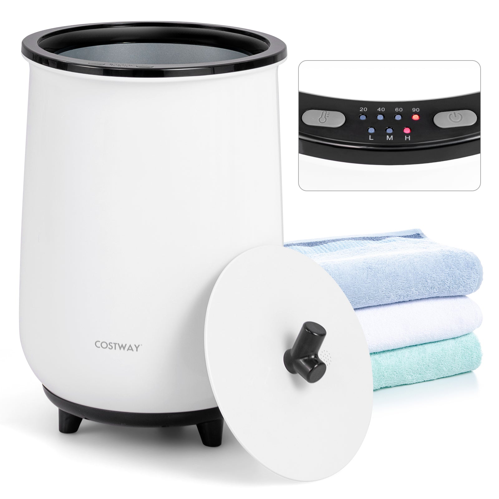 23L大号豪华桶式毛巾架带香盘架-黑色 23L Large Luxury Bucket-Style Towel Warmer with Fragrant Disc Holder-Black