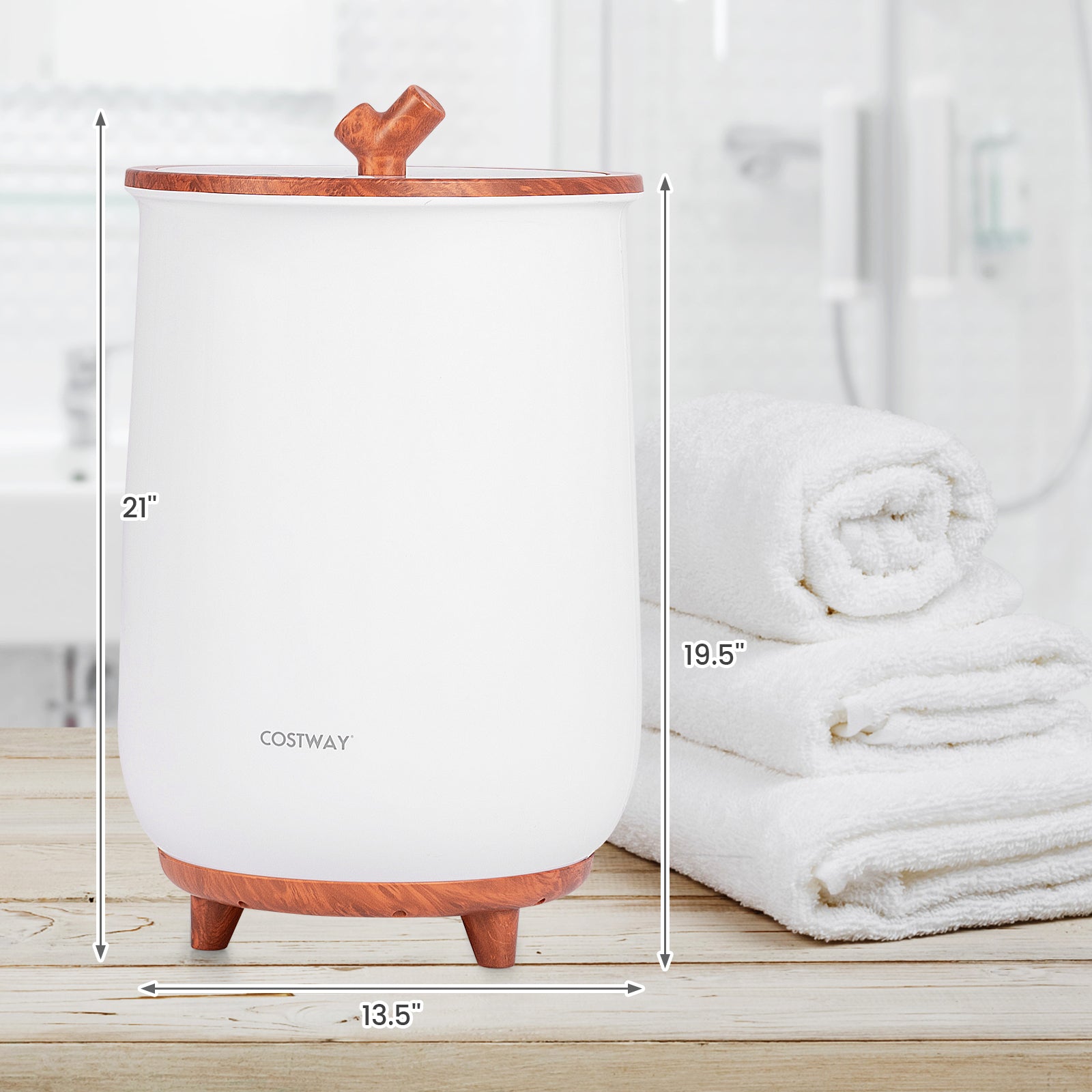 23L大号豪华桶式毛巾架带香盘架-咖啡 23L Large Luxury Bucket-Style Towel Warmer with Fragrant Disc Holder-Coffee