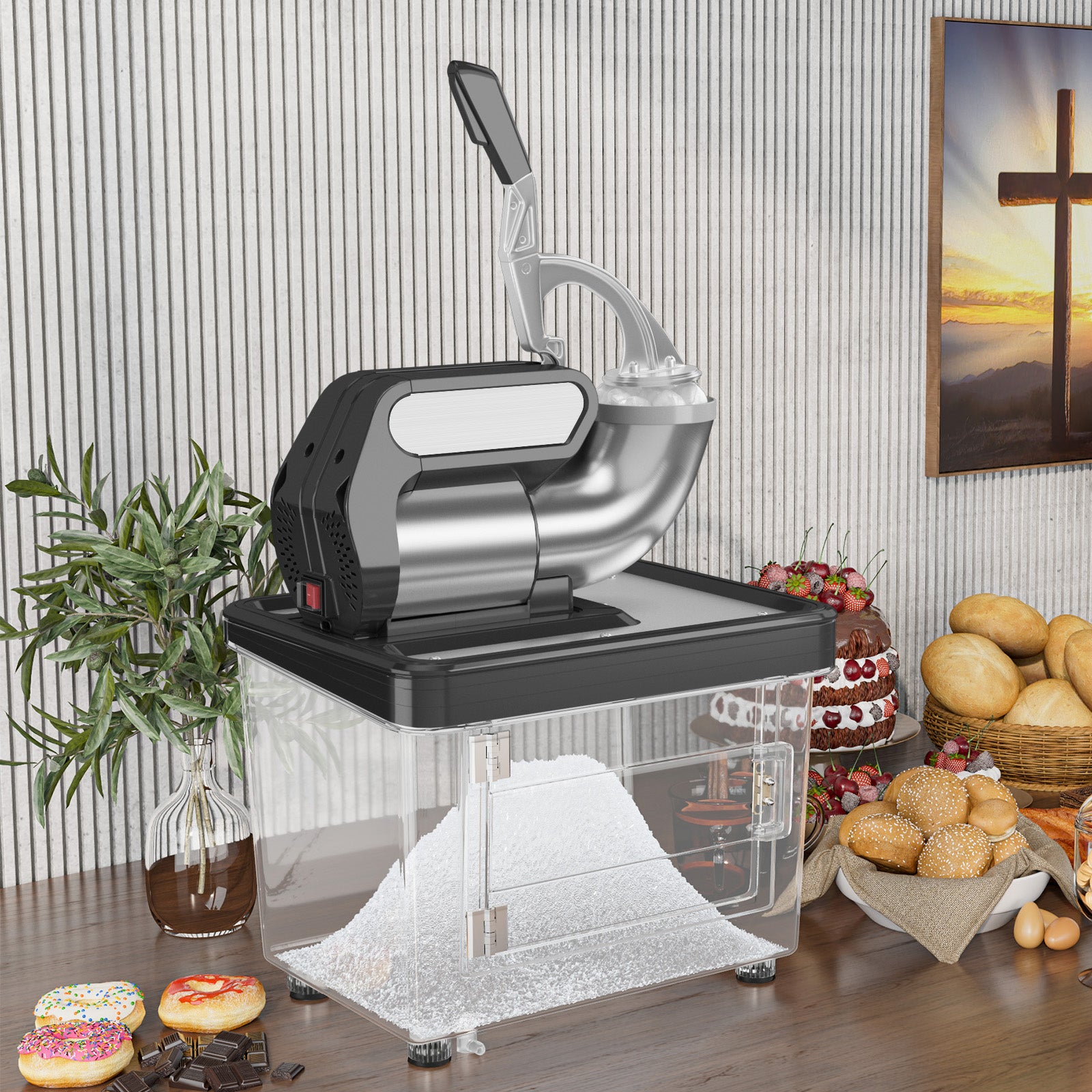 300W商用双刀片带安全开关碎冰机-黑色 300W Commercial Ice Crusher with Dual Blades and Safety Switch-Black