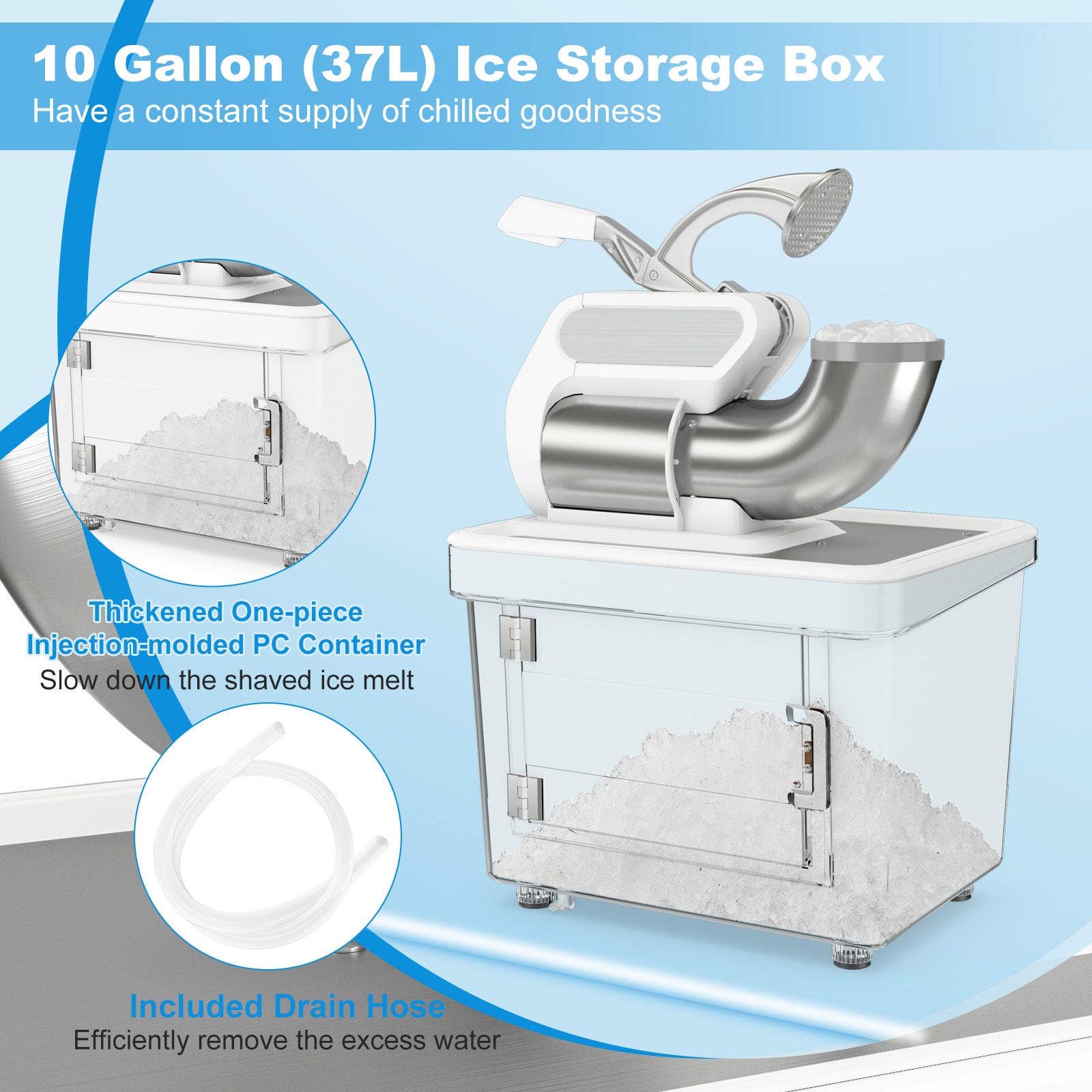 300W 商用双刀片带安全开关碎冰机-白色 300W Commercial Ice Crusher with Dual Blades and Safety Switch-White
