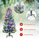 5 英尺预亮铰链圣诞树雪植有 9 种模式遥控灯 5 Feet Pre-Lit Hinged Christmas Tree Snow Flocked with 9 Modes Remote Control Lights