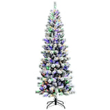 7.5 英尺预亮铰链圣诞树雪植有 9 种模式灯 7.5 Feet Pre-Lit Hinged Christmas Tree Snow Flocked with 9 Modes Lights