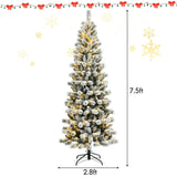 7.5 英尺预亮铰链圣诞树雪植有 9 种模式灯 7.5 Feet Pre-Lit Hinged Christmas Tree Snow Flocked with 9 Modes Lights