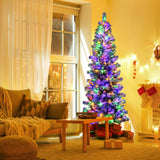 7.5 英尺预亮铰链圣诞树雪植有 9 种模式灯 7.5 Feet Pre-Lit Hinged Christmas Tree Snow Flocked with 9 Modes Lights