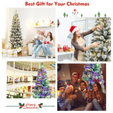 7.5 英尺预亮铰链圣诞树雪植有 9 种模式灯 7.5 Feet Pre-Lit Hinged Christmas Tree Snow Flocked with 9 Modes Lights