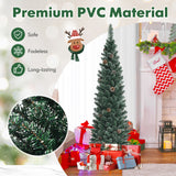 雪白人造铅笔圣诞树，带松果 - 5 英尺 Snowy Artificial Pencil Christmas Tree with Pine Cones-5 ft