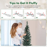 雪白人造铅笔圣诞树，带松果 - 5 英尺 Snowy Artificial Pencil Christmas Tree with Pine Cones-5 ft