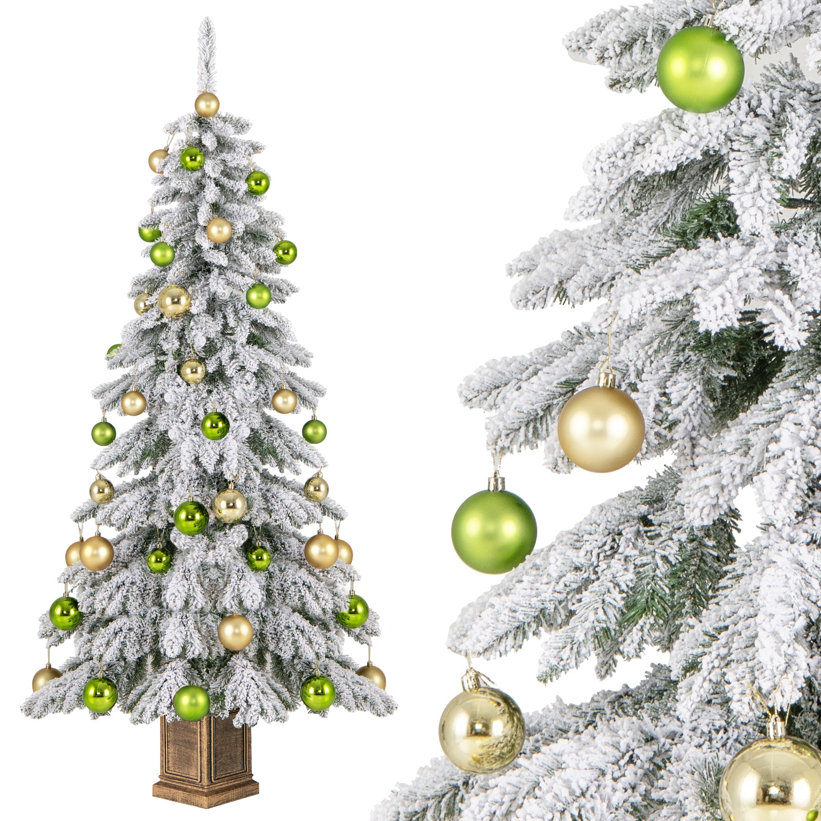 6 英尺人造圣诞树，带 589 个植绒树枝尖端和 48 个圣诞球 6 Feet Artificial Xmas Tree with 589 Flocked Branch Tips and 48 Xmas Balls