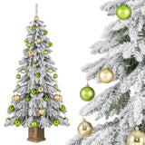 6 英尺人造圣诞树，带 589 个植绒树枝尖端和 48 个圣诞球 6 Feet Artificial Xmas Tree with 589 Flocked Branch Tips and 48 Xmas Balls