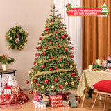 6/7/8 英尺圣诞树，带暖白色 LED 灯和松果 - 7 英尺 6/7/8 Feet Christmas Tree with Warm White LED Lights and Pine Cones-7 ft