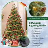 6/7/8 英尺圣诞树，带暖白色 LED 灯和松果 - 7 英尺 6/7/8 Feet Christmas Tree with Warm White LED Lights and Pine Cones-7 ft