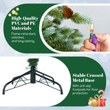 6/7/8 英尺圣诞树，带暖白色 LED 灯和松果 - 7 英尺 6/7/8 Feet Christmas Tree with Warm White LED Lights and Pine Cones-7 ft