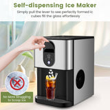 自分配块制冰机台面带软咀嚼颗粒冰块 - 银色 Self Dispensing Nugget Ice Maker Countertop with Soft Chewable Pellet Ice Cubes-Silver