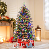 5/6/7 英尺预亮人造圣诞树，带树枝尖和 LED 灯 - 6 英尺 5/6/7 Feet Pre-lit Artificial Christmas Tree with Branch Tips and LED Lights-6 ft