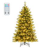 5/6/7 英尺预亮人造圣诞树，带树枝尖和 LED 灯 - 6 英尺 5/6/7 Feet Pre-lit Artificial Christmas Tree with Branch Tips and LED Lights-6 ft
