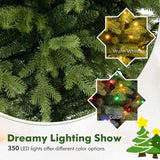 5/6/7 英尺预亮人造圣诞树，带树枝尖和 LED 灯 - 6 英尺 5/6/7 Feet Pre-lit Artificial Christmas Tree with Branch Tips and LED Lights-6 ft