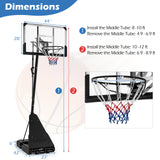 4.9-10 英尺高度可调节便携式篮球框篮球门系统 4.9-10 Feet Height Adjustable Portable Basketball Hoop Basketball Goal System